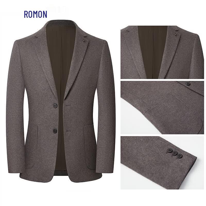 ROMON Men's Wool Blend Wrinkle-Resistant Striped Suit Jacket