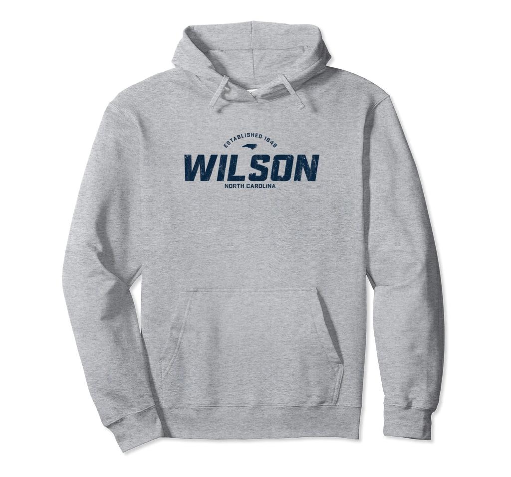 Wilson North Carolina NC Vintage Athletic Navy Sport Logo Hoodie