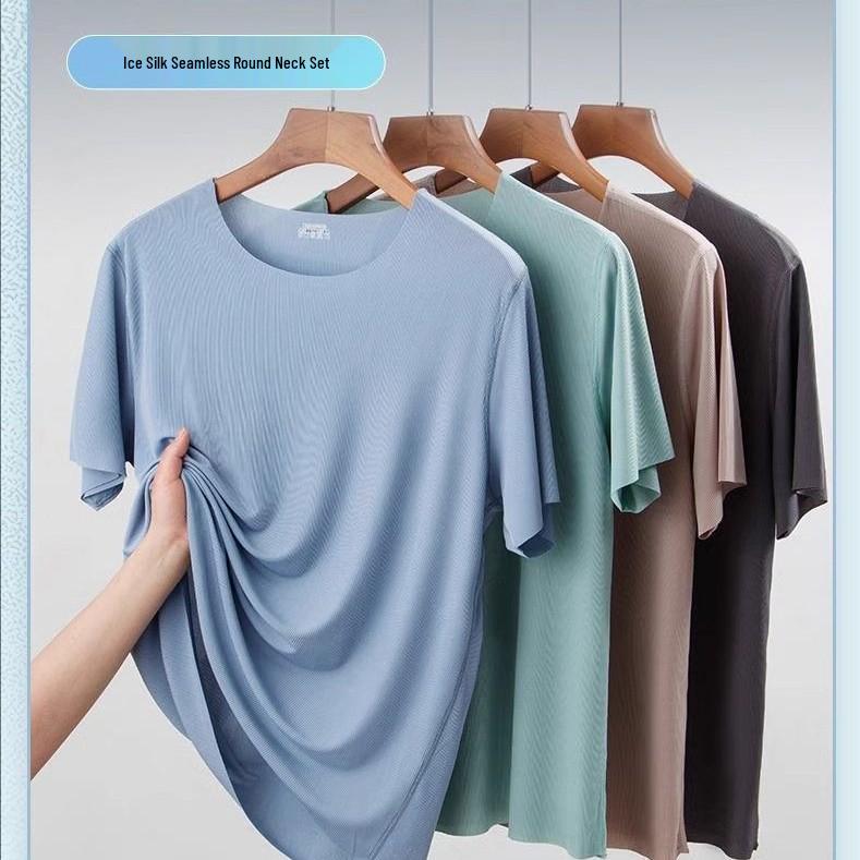 Modal Men's Ice Silk Summer Short-Sleeve Pajamas Set, 2025 New Teen Home Wear.