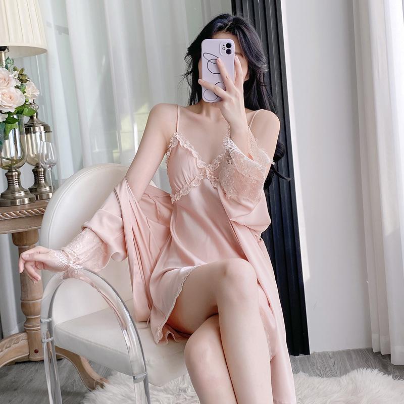 Eis und Schnee Seide Damen Sommer Nachthemd Träger Frühling und Herbst Nachthemd Simulation Seide Pyjama Zweiteiliges Set Live-Übertragung Lieferung