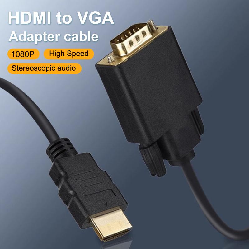 Hdmi-Compatible To Vga Adapter Connecto Line Converter Cable 1.8M Fhd 1920*1080P For Desktop Laptop Pc Tv Monitor Projector