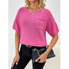 New Spring/Summer Women's Pullover Pocket Home Short Sleeve Solid Color Women's Knitwear