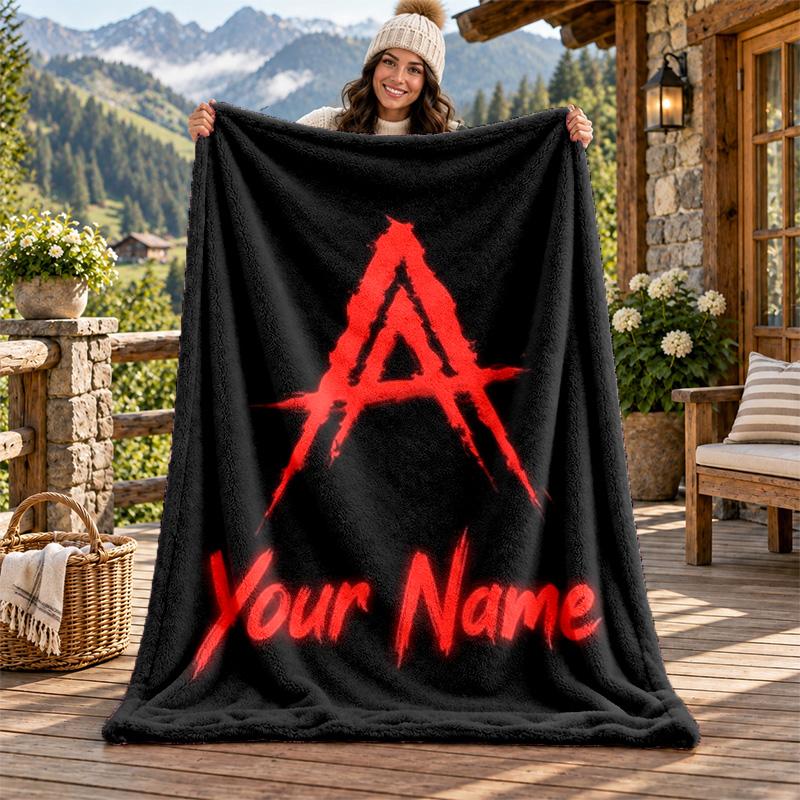 Anuel AA Custom Name Flannel Blanket Personalized Soft Warm Plush Throw Blanket Customized Gift for Family Friends