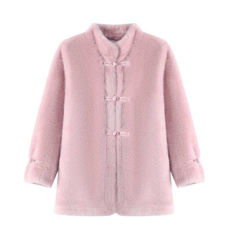 Mom's New Winter Clothing Imitation Mink Velvet Jacket Medium Old Girl Fur Integrated Medium Coat