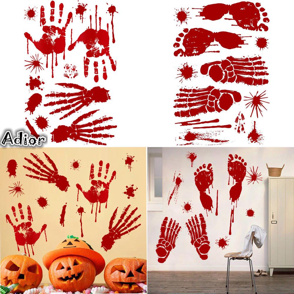 Buy Bloody Footprints Floor Clings Halloween Vampire Zombie Party Decor ...