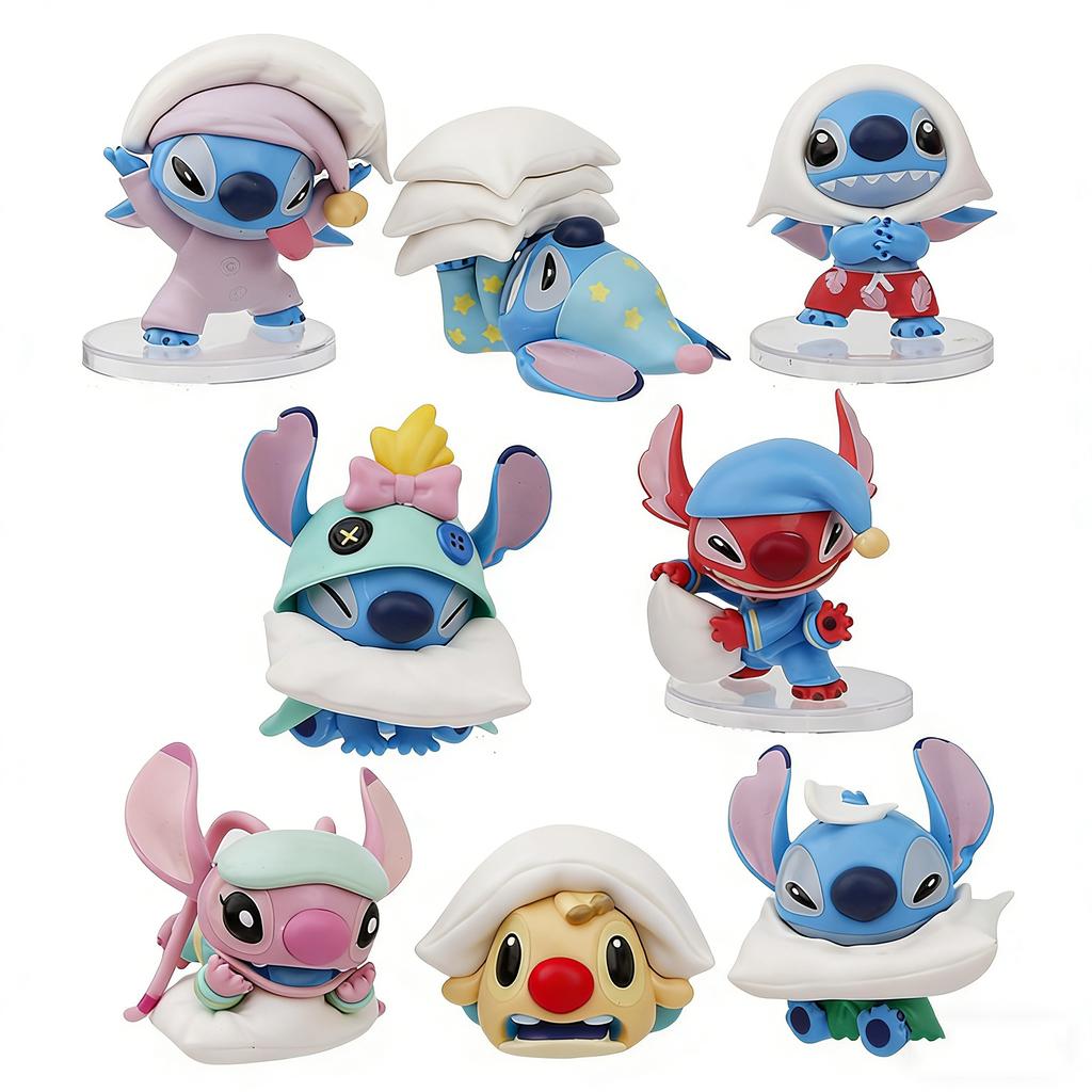 8Pcs/Set Latest Cartoon Anime Stitch Angel Action Figure Model Desktop Ornament Collection Birth Date Cake Decoration Children Playthings
