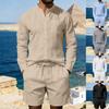 Men's Casual Linen Suit Set: Spring/Summer Long Sleeve Shirt and Shorts (2026 Collection)