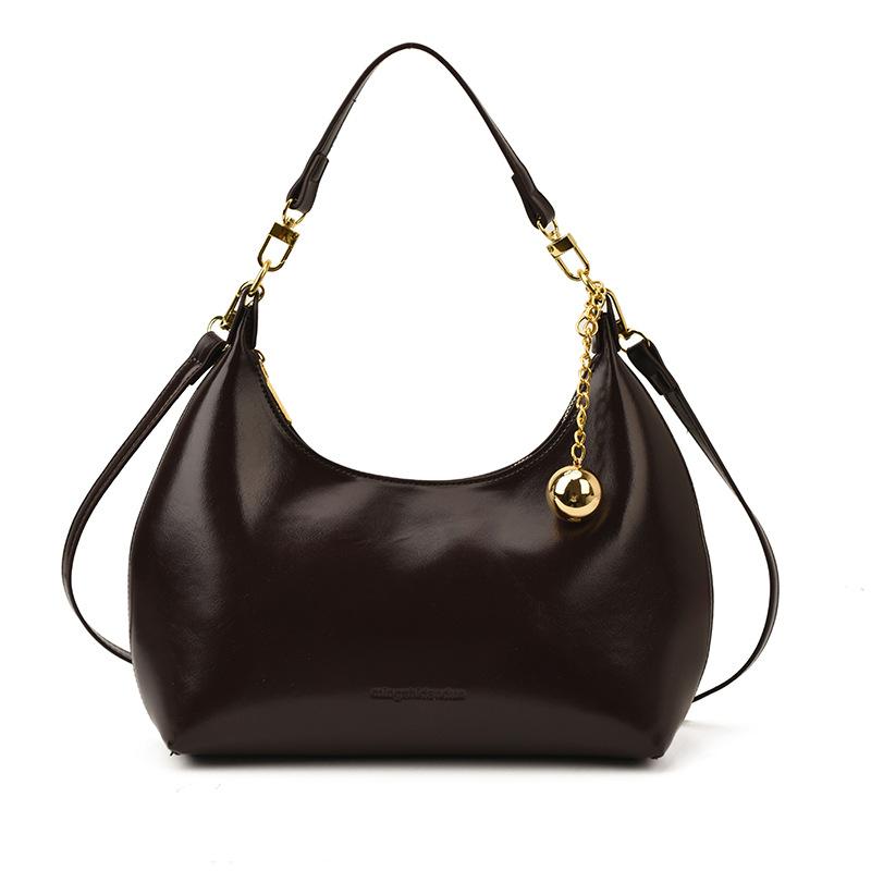 French Style Retro Burgundy One Shoulder Bag Women's Classic PU Leather Texture Crossody Bag Fashi Versatile Commuter Handbags