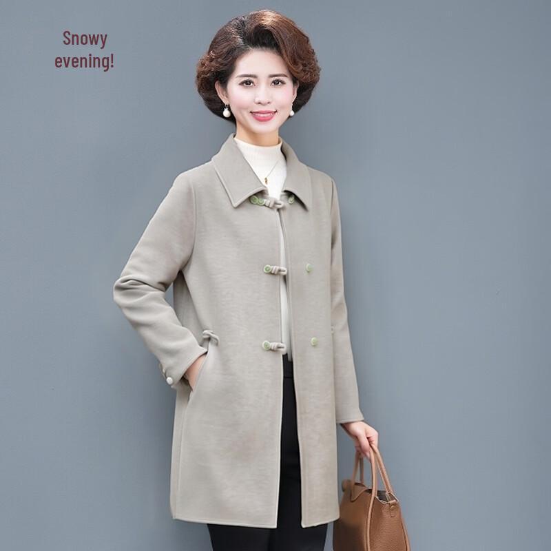 

XUEXI Элегантное двустороннее шерстяное пальто средней длины для женщин XL