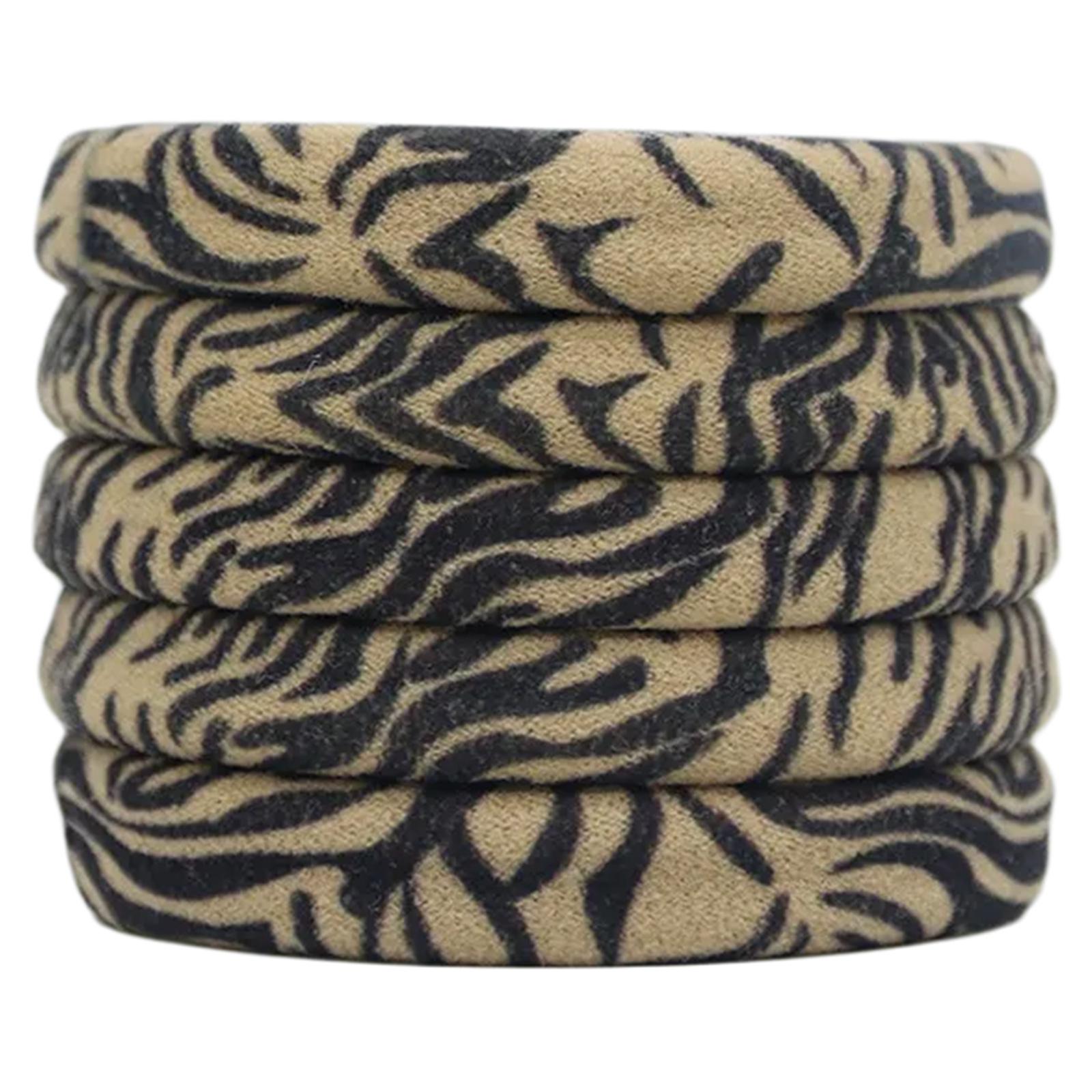 

Aesthetic Leopard Print Scrunchies Elastic Hair Rope Set of 5 French Hair Elastic Absorbent Hair Tie for After Bath Use E