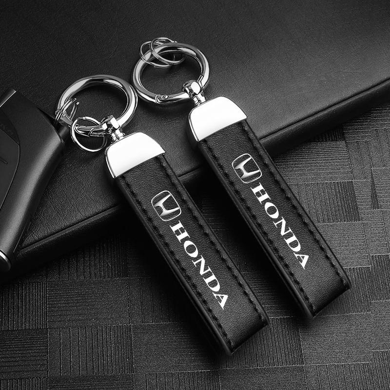 Honda Calfskin Car Keychain Zinc Alloy Auto Keyring Accessories For Honda civic accord fit jazz pilot CRV odyssey passport city OC3