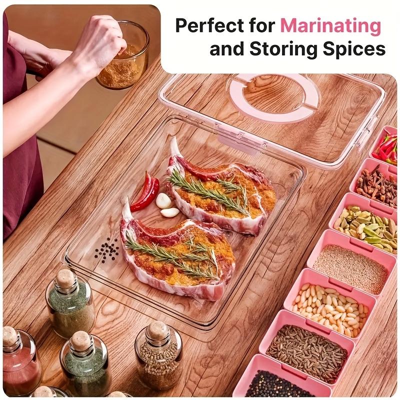 8 Grids Snack Container with Leak-Proof Lid & Handle - Portable Square Party Tray for Travel, Office, School, BBQs - Outdoor-Safe Snack Tray