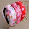 Hair Hoop Wide-Brimmed Headband with Love Printing Handmade Fabric Knots Anti-Slip Design Bow Hairband Party Hair Accessory