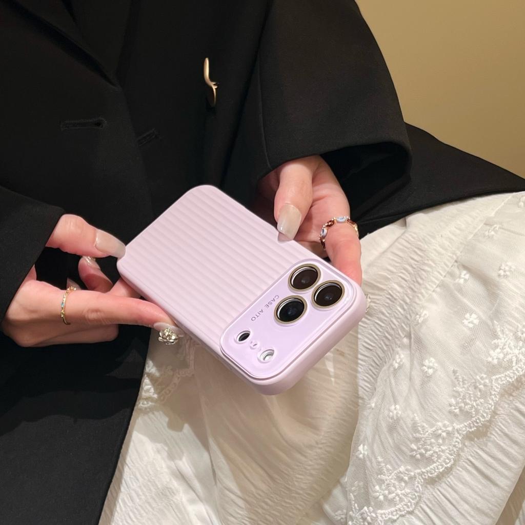 Corrugated Stripe Pattern Large Window Phone Case For For Iphone 17 Pro Max 17 16 1 14 13 12 Camera Protect Shockproof Matte Cover