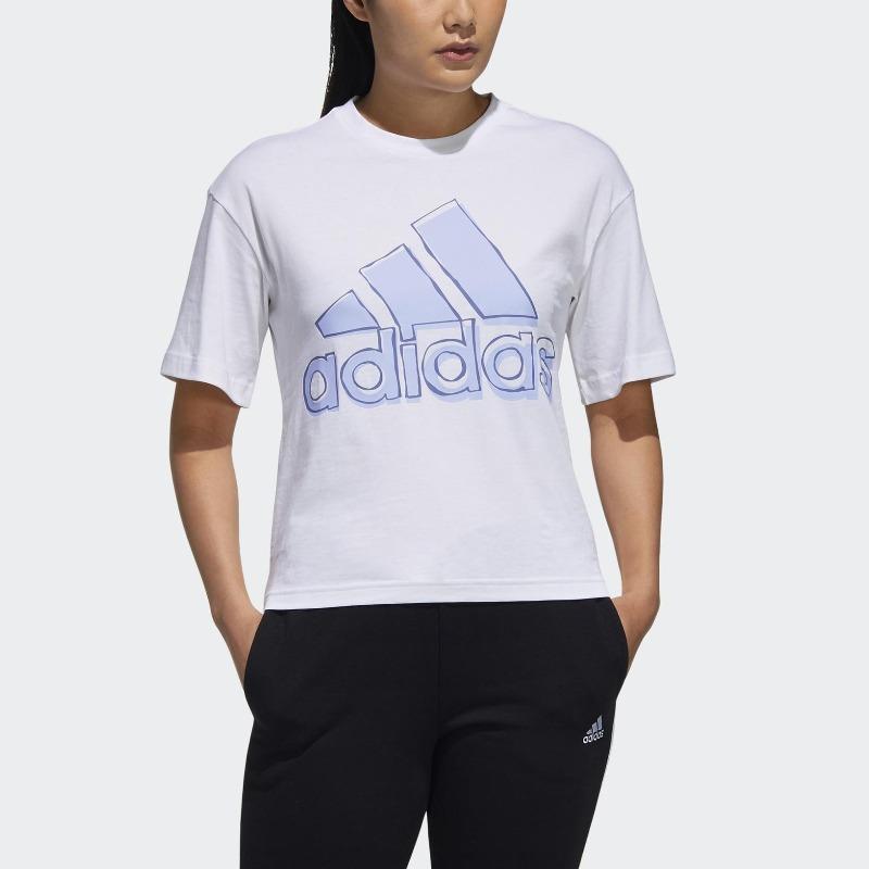 adidas Big Logo Short Sleeve T-Shirt Women Tops White HB5100