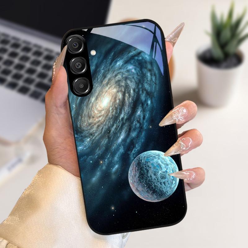 Fashion Coque For Samsung A55 A56 Case A25 A26 Tempered Glass Phone Cover For Galaxy A15 A35 A36 Hard PC Glass Protective Fundas