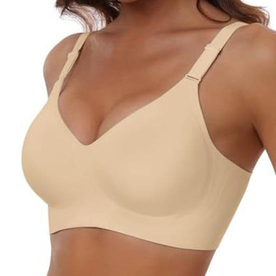 Wireless Push-Up Bra with Jelly Strip Technology Natural Lift Seamless Adjustable Straps Full