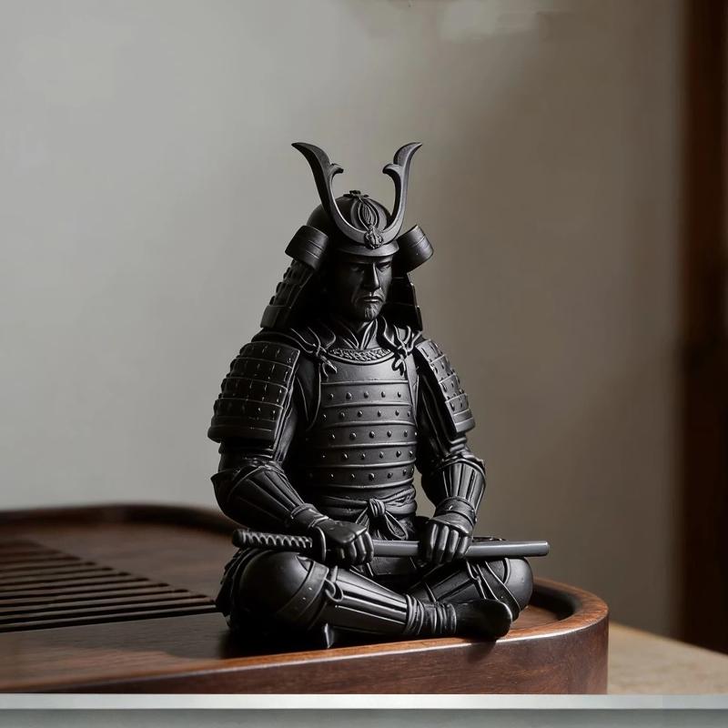 Mini Japanse Samurai Figuur 3D Geprint Zittende Houding Bushido Krijger Beeldje Bureau Ornament Theeblad Studie Plank Decor