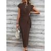 Temperament eleganter Taillenriemen gestreifter Rundhalsausschnitt Kurzarm langes Kleid Sommer Damen High-End Damenbekleidung Rock