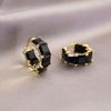 Elegant Gold-Plated Black Zircon Stud Earrings - Niche Design for a Luxurious Fashion Statement