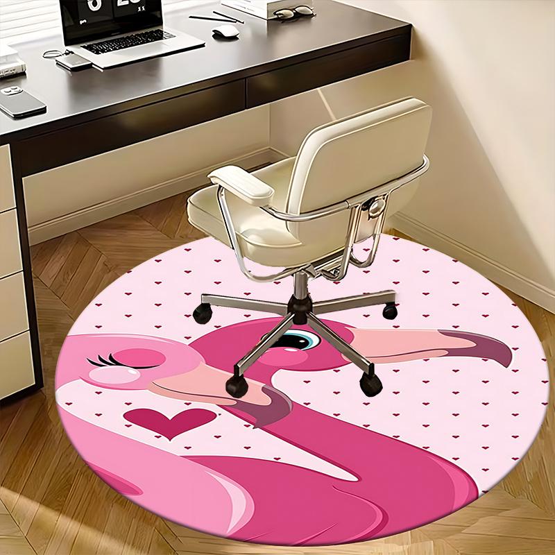 Pink Flamingo Chair Mat Round Carpet for Home Decor, Office Use, Living Room, Bedroom, Gift Idea0116b
