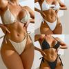 2023 Sexy Striped Solid Color Lace-up Bikini Set - Women's Two-Piece Swimsuit