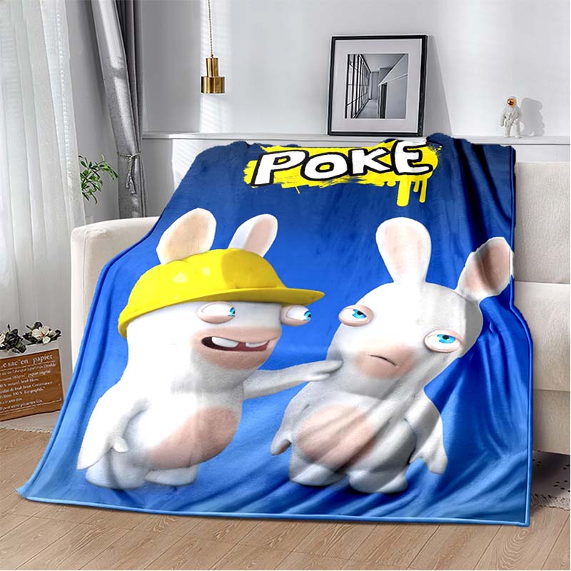 Coperta in Flanella con Stampa Raving Rabbids, Portatile e Facile da Riporre, Morbido Copridivano/Copriletto, Regalo preferito per i Fan di Rayman.