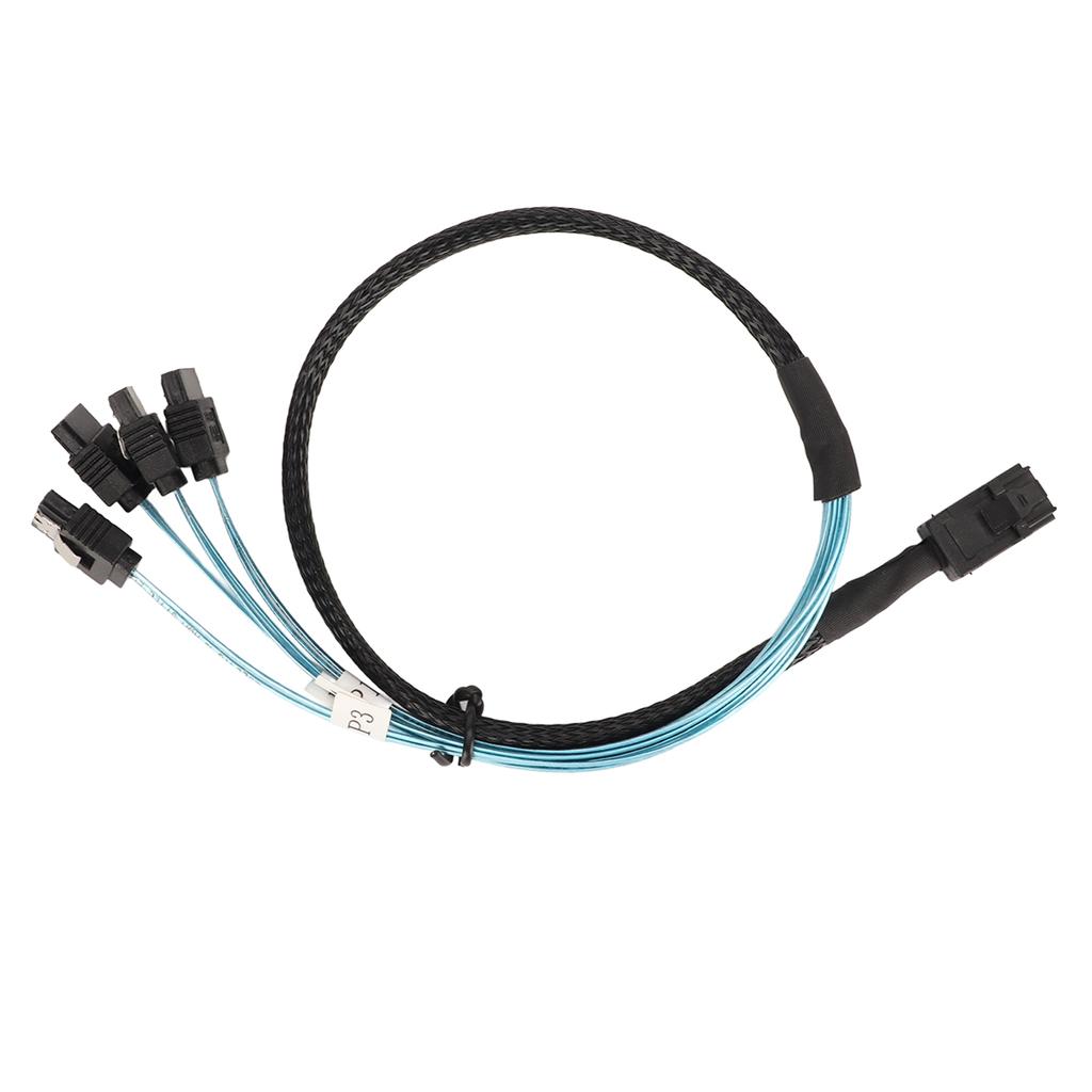 12GBPS Mini SAS HD SFF 8643 to 4 SATA 3.0 Cable PVC Dual Channel 7P Server Hard Disk Array Data Line 0.5m 1.6ft
