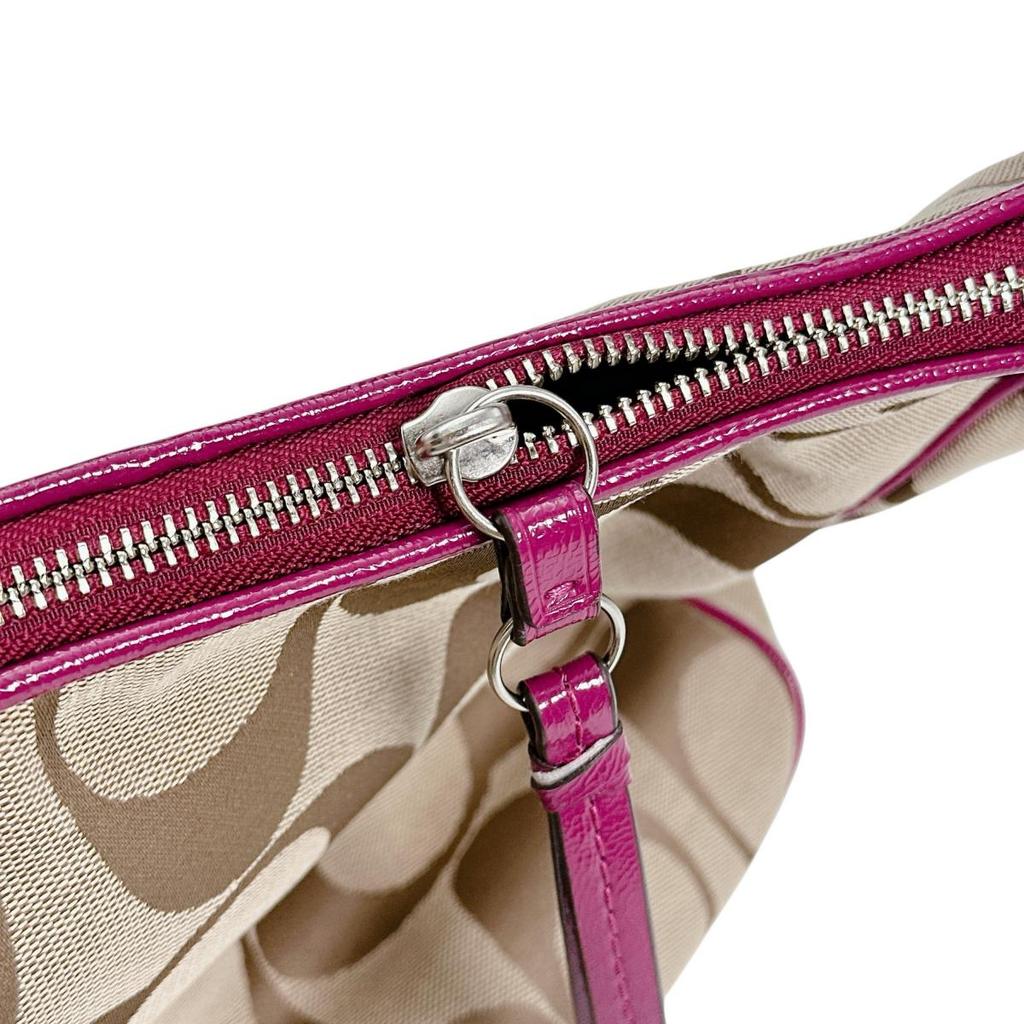Coach Signature Shoulder Bag Canvas Brown Women F21873 Used