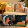 Cushion Cover  Linen  SkinFriendly Soft Decorative Case For Sofa Home Decor Anime Kwaii Plant CatS Pillow Cover