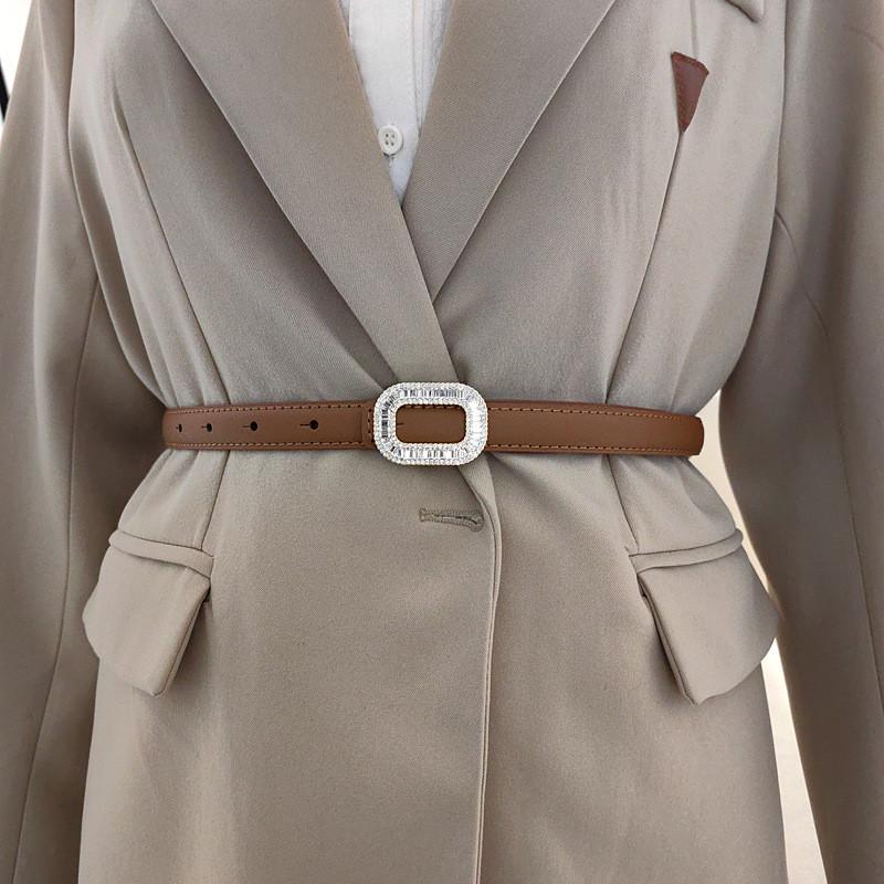 Womens Style Minimalist Derma Waist Belt Metal Buckle Dress Suit Belt Shapewear