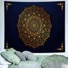 Aesthetic Boho Gold Floral Medallion Tapestry Wall Hanging Bohemian Wall Art Indian Hippie Psychedelic Headboard for Bedroom