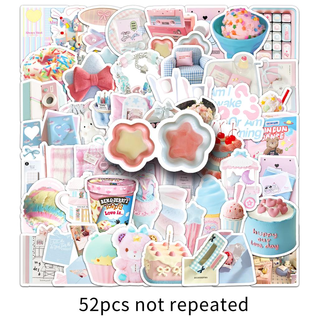 52 Blue Pink Ins Style Graffiti Stickers Personalized Korean Small Fresh Guka Decorative Laptop Mobile Phone Case Stickers