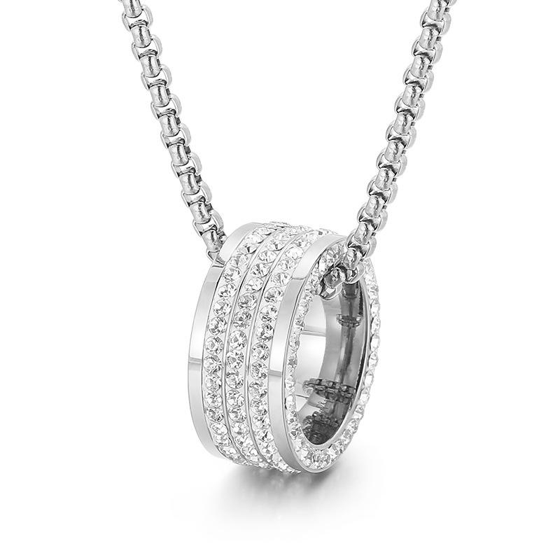 Punk Fashion Gold Color Zircon Pendant Neckalces Men Women Hiphop Titanium Stainless Steel Rhinestone Choker Necklace Jewelry