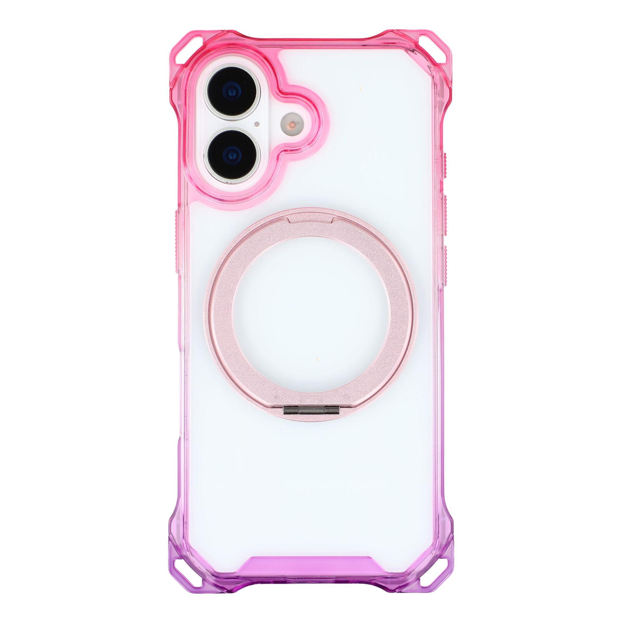 

For iPhone 17 Magnetic Case Ring Kickstand TPU + PC Phone Cover