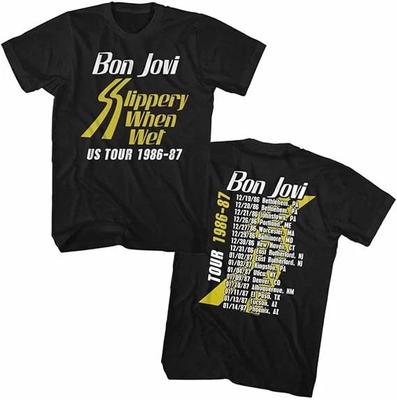 Bon Jovi Slippery When Wet Tour 2 Side T-Shirt Unisex 1986-87 Fan Gift