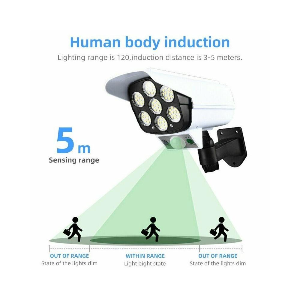 Deals-Telecamera Finta Con Luce A Pannello Solare Faretto da 77 Led con Sensore Di Movimento
