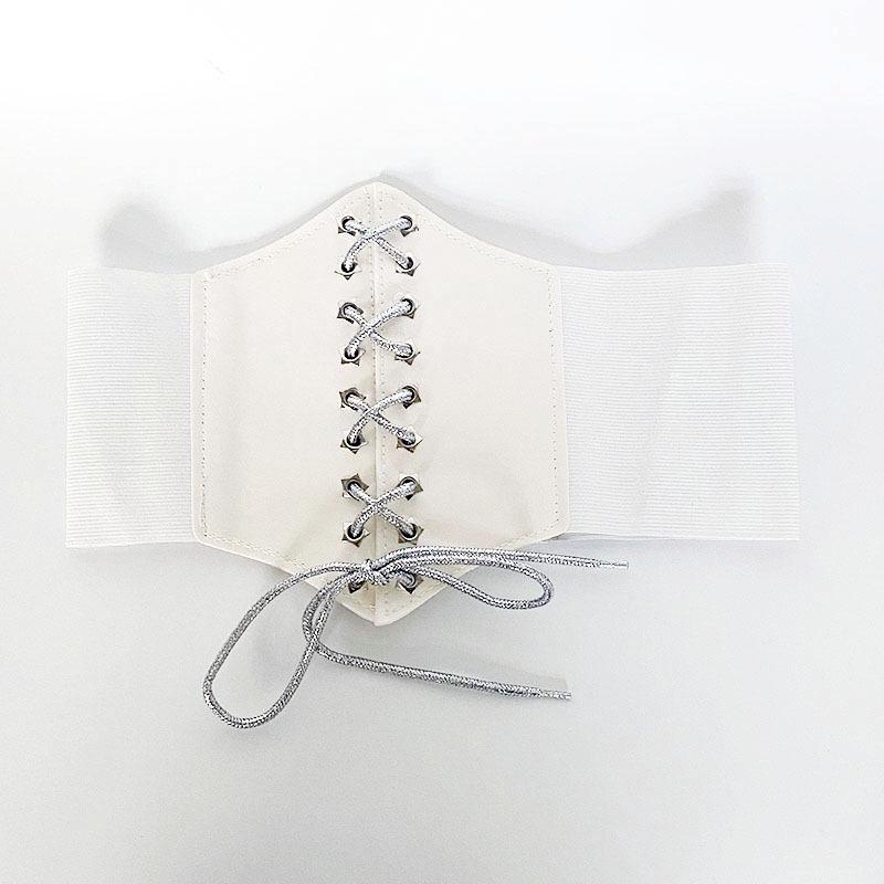 Elegant Retro Bow Elastic Waist Belt Corset Dress Suit