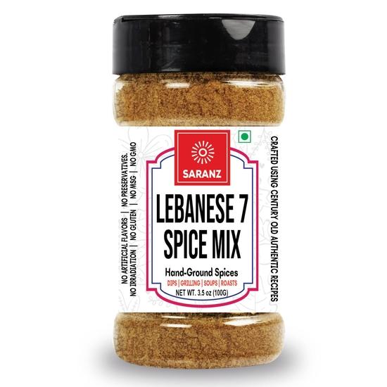 

SARANZ Lebanese 7 Spice Mix Jain Exotic Seasoning | Batata Harra Masala Perfect for Snacks, Appetizers, Savouries, Main Dishes Aromatic-100 Grams