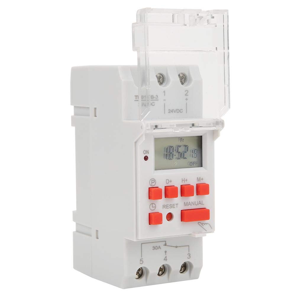 Digital Timer Programmable Timer Relay, DC 24V 30A Weekly 1224 Hours Timer Switch, LCD On-Off Control Programmable Time Relay, OnOff Digital Timer