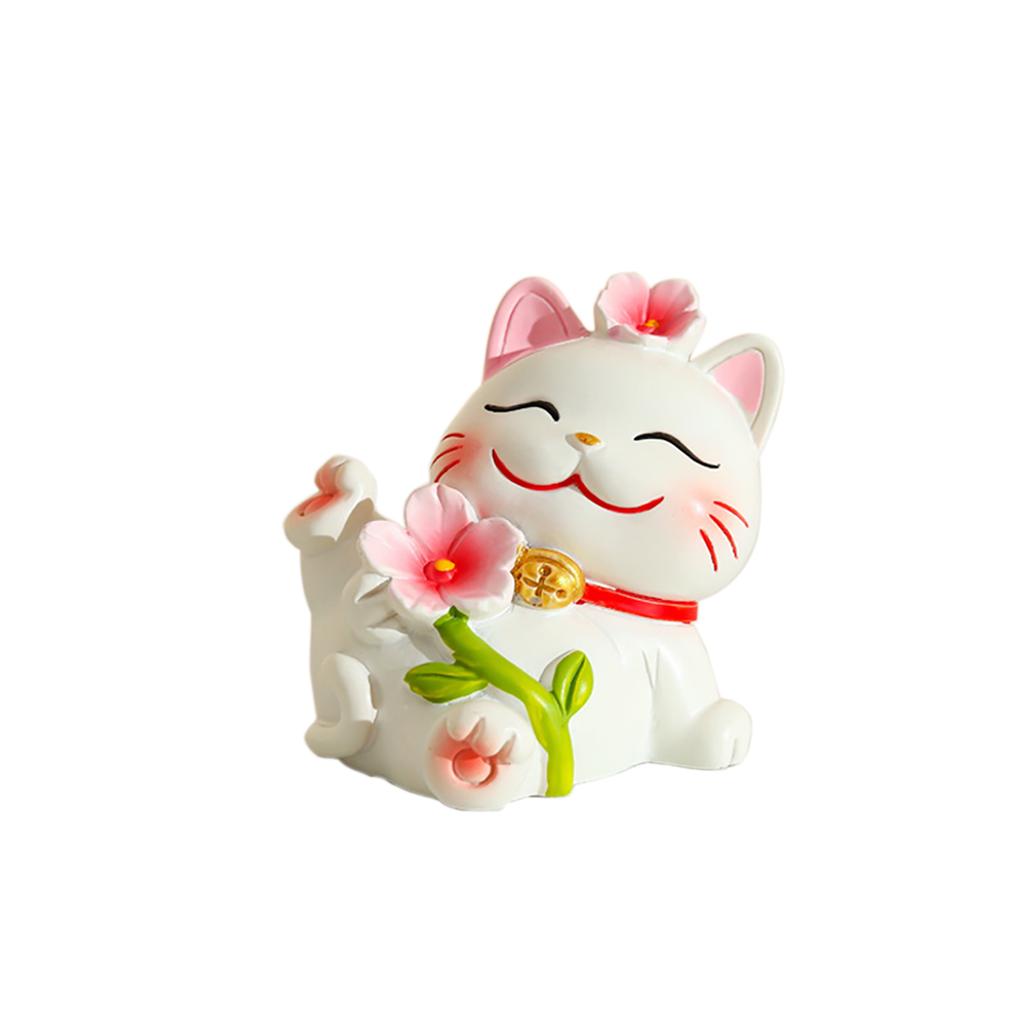 Lucky Cat Micro Landscape Decoration Resin Lucky Cat Figurine Statue Home Decor For Welcoming Fortune Good Luck