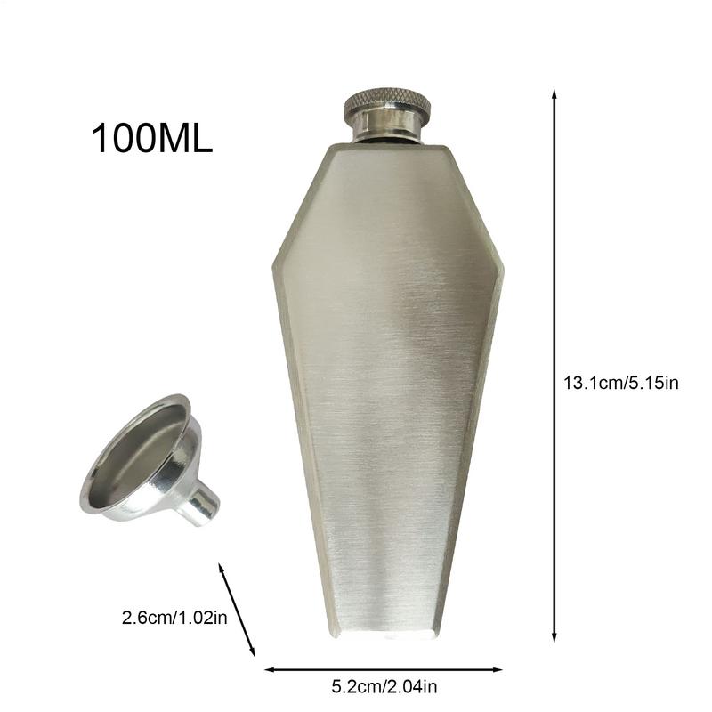 Stainless Steel Coffin Shaped Hip Flask 100ml Stainless Steel Hip Flask Drinking Flasks Coffin Flasks with Funnel for Family
