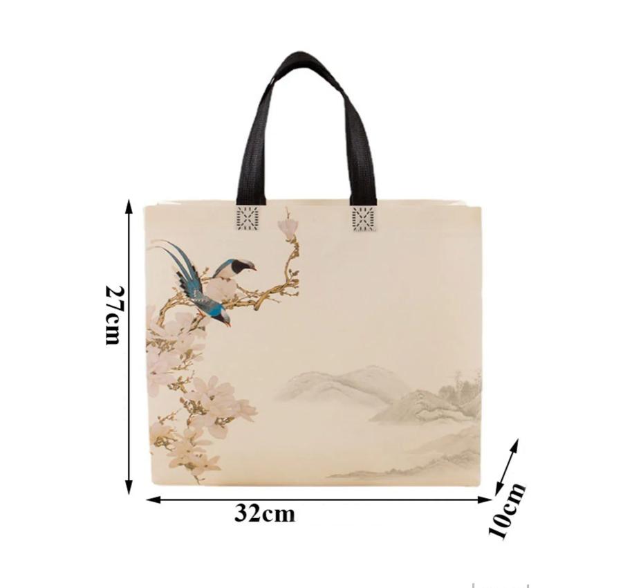 Canvas Tote Bag Horizontal Design 27x32x10 Cm with Double Handles Durable Material Multipurpose Use Lightweight and Portable