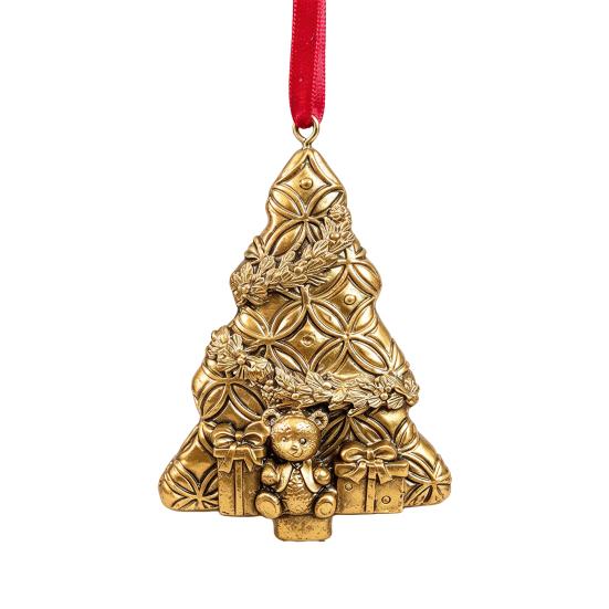 Resin Holiday Decoration Retro Golden Christmas Tree Ornament, Bell Wreath Horse Stocking Window Classic Ornaments Locomotive Pinecone Hanging Decor,