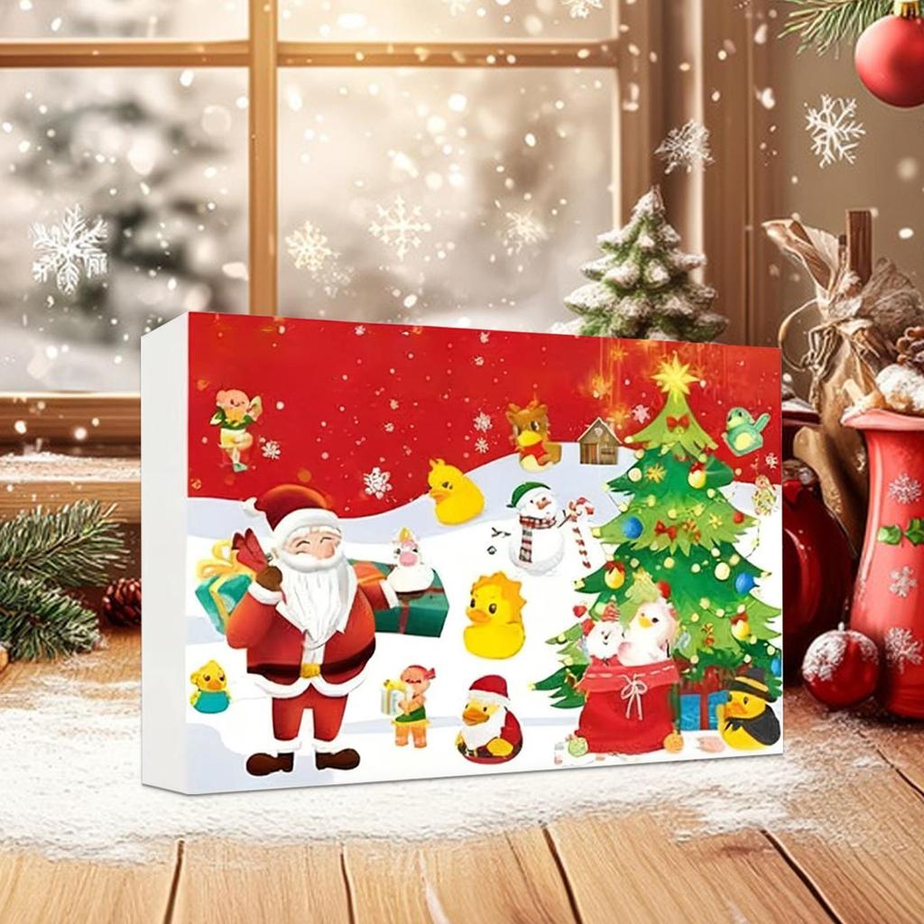 Duck Ornament Advent Christmas Calendar 2D Acrylic Charm Decor 24 Days Duck Countdown Calendar For Home Car Rearview Mirror