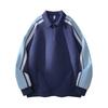 Men S Casual Striped Contrast Color Turn Down Collar Long Sleeve Polo Sweatshirt Loose Fit