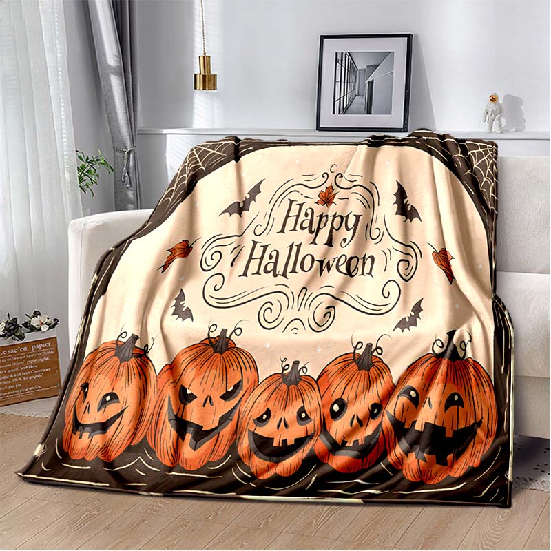 Halloween Terrifying Pumpkin Surprise Soft Blanket Home Room Sofa Bed Warm Travel Picnic Leisure Office Oversized Gift Blanket