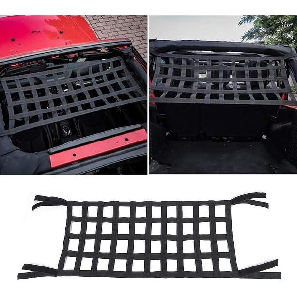 JeCar Netz-Laderaumnetz Dachnetz Hängematte für Jeep Wrangler YJ TJ JK JKU JL JLU 1987-2024 2025+