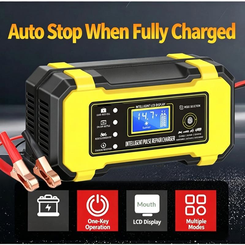 12V Smart Battery Charger And Repair Kit, Pulse Repair Charger 12V 4-100Ah, Portable Car Charger,Car Battery Charger
