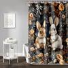 Kawaii Rabbit Pet Shower Curtain for Bathroom,Cute Animal Bunny Floral Waterproof Fabric Bath Curtain with Hooks,72" Wx72 H